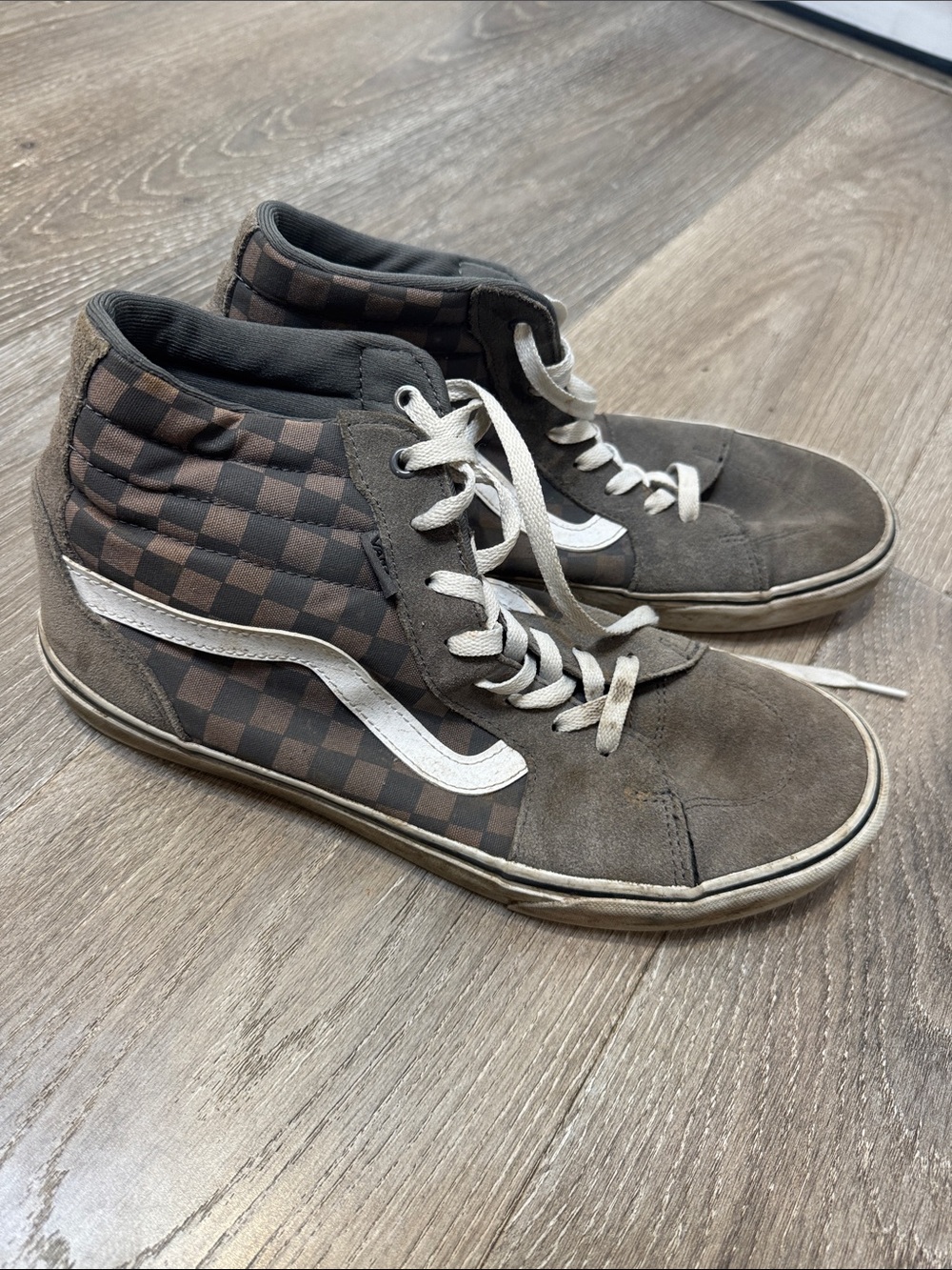 Vans High-Top Checkerboard Skate Sneakers - Brown/White CB